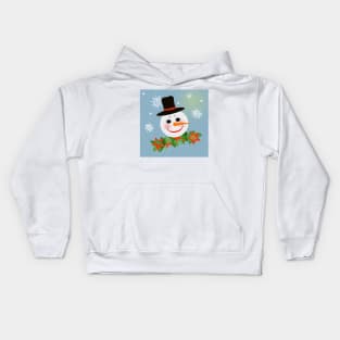 happy snowman with snowflakes Kids Hoodie